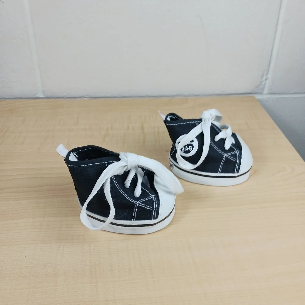 Build A Bear Workshop Black‎ & White Converse Style Sneakers Tennis Shoes Hi Top